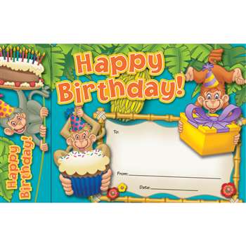 Happy Birthday Monkeys Bookmark Awards By Edupress