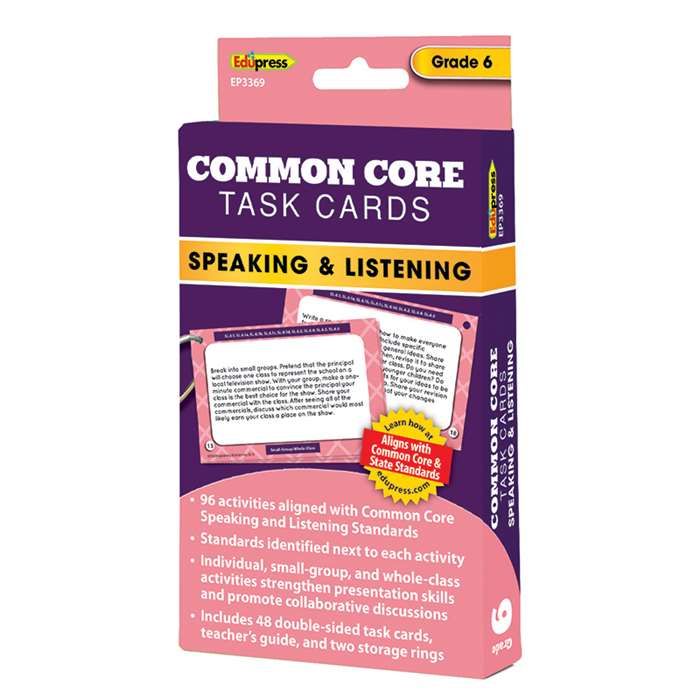 Common Core Task Cards Speaking & Listening Gr 6, EP-3369