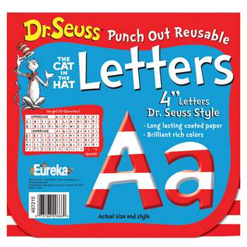 Dr Seuss 4 Inch Red & White Letters Punch Out Reusable By Eureka