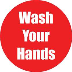 Wash Your Hands Red Anti-Slip Floor Sticker 5Pk, FLP97096