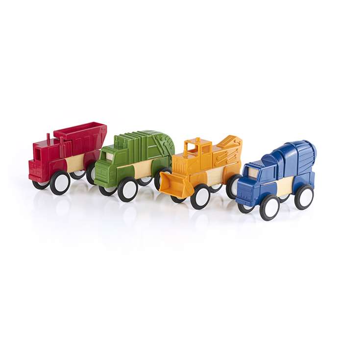 Block Mates Construction Vehicles Set Of 4 By Guidecraft Usa