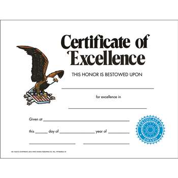 Certificate Of Excellence 30/Set By Hayes School Publishing