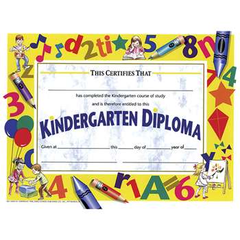 Diplomas Kindergarten 30/Pk 8.5X11 Yellow By Hayes School Publishing