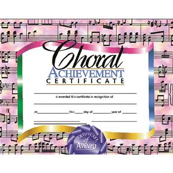 Certificates Choral 30/Set Achievement Certificate By Hayes School Publishing