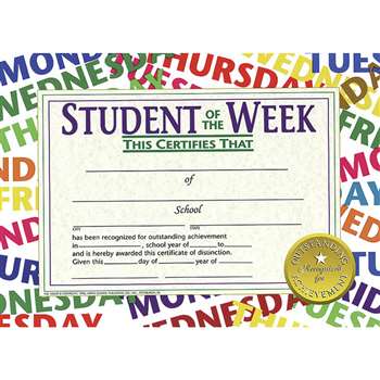 Certificates Student Of The 30/Pk Week 8.5 X 11 By Hayes School Publishing