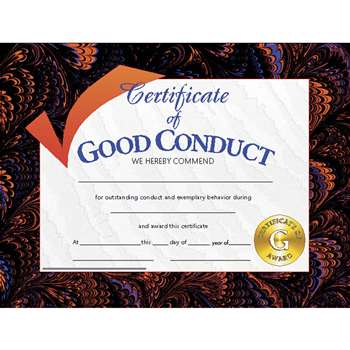 Certificates Good Conduct 30/Pk 8.5 X 11 By Hayes School Publishing