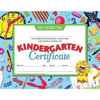 Kindergarten Certificate By Hayes School Publishing