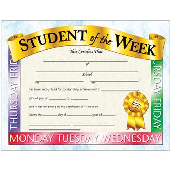 Certificates Student Of The 30/Pk Week 8.5 X 11 Inkjet Laser By Hayes School Publishing