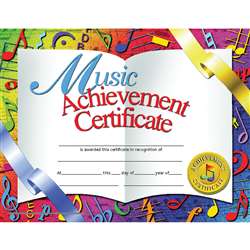 Certificates Music 30/Pk 8.5 X 11 Achievement Inkjet Laser By Hayes School Publishing