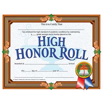 High Honor Roll Achievement 30Pk Certificates By Hayes School Publishing