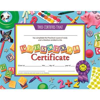 Certificates Preschool 30-Set Certificate Blue Background By Hayes School Publishing