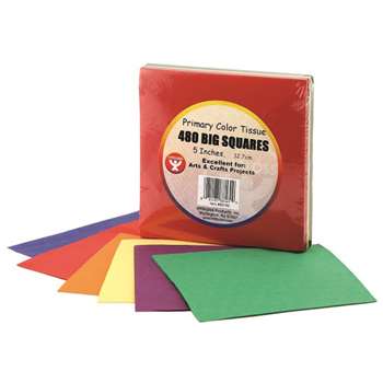 Tissue Paper 480 Squares Primary Colors By Hygloss Products