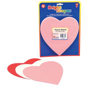 Tissue Shapes 180 6 Hearts In Red White & Pink By Hygloss Products