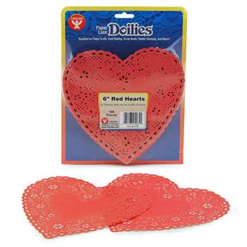 Doilies 6 Red Hearts 100/Pk By Hygloss Products
