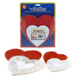 Doilies White & Red Hearts 24 Each 4In 6In By Hygloss Products