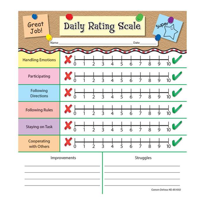 Shop Daily Rating Scale Notepads Gr Pk-2 - Ke-851002 By Carson Dellosa