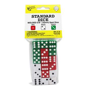 Dot Dice 6 Each Of Red White & Green By Koplow Games