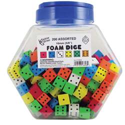 16Mm Foam Dice Tub Of 200 Assorted Color Spot By Koplow Games