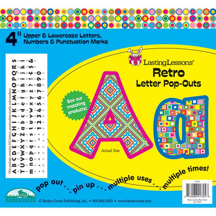 Retro Letter Pop-Outs By Barker Creek Lasting Lessons