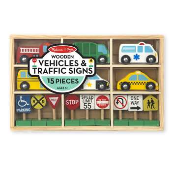 Wooden Vehicles And Traffic Signs By Melissa & Doug