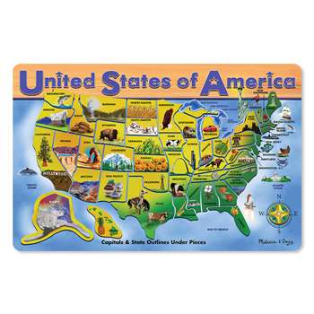 U.S.A. Map Wooden Puzzle 16X12 45 Pieces By Melissa & Doug