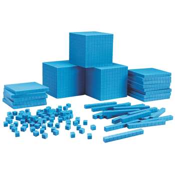 Base Ten Class Set Plastic Blue 600 Units 200 Rods 20 Flats 3 Cubes By Learning Resources