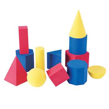 Hands-On Soft Geometric 12/Pk Shapes 2-3 3 Colors By Learning Resources