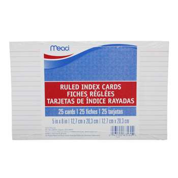 Cards Index Ruled 5" X 8" 25 Ct By Mead Products