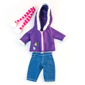 Doll Clothes Cold Weather Purple Fleece Set, MLE31637