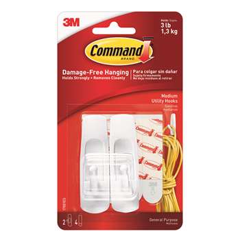 Command Adhesive Reusable Medium Hooks Pack Of 2 By 3M