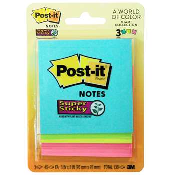 Ss Notes 3X3 45 Shts Asst Neon 3Pk By 3M