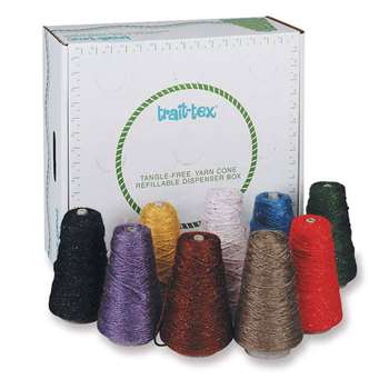 Glitter Yarn Dispenser Asst Colors 4-Ply 9 Cones, PAC0000280