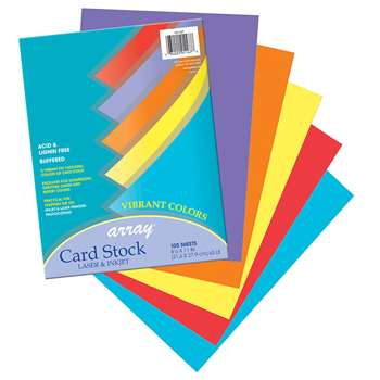 Array Card Stock Vibrant 100 Sht Assortment 5 Colors By Pacon