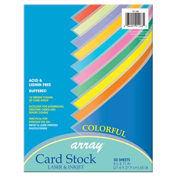 Pacon Card Stock 85X11 Colorful 50 Sheets, PAC101168