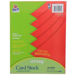Array Card Stock Brights Rojo Red By Pacon