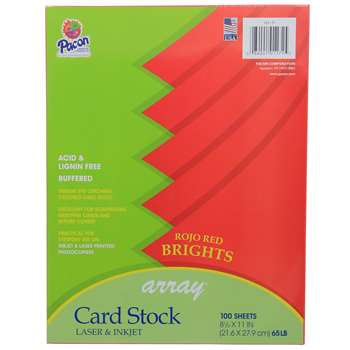Array Card Stock Brights Rojo Red By Pacon