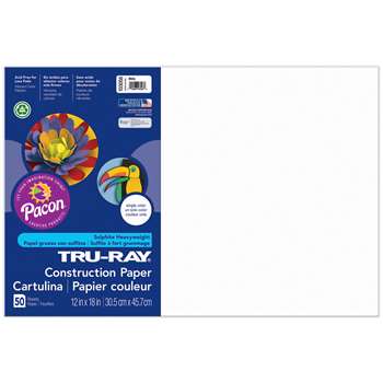 Tru-Ray Construction Paper 12 X 18 White By Pacon