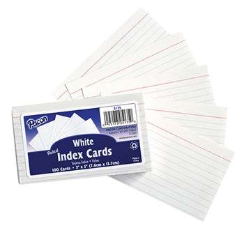 White 3X5 Ruled Index Cards 100Pk, PAC5135
