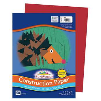 Sunworks 9X12 Red 50Shts Construction Paper By Pacon