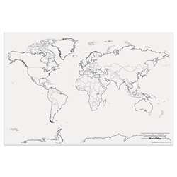 Giant World Map 48In X 72In By Pacon