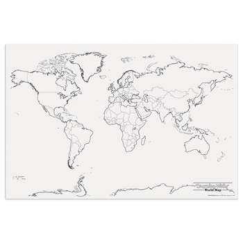 Giant World Map 48In X 72In By Pacon