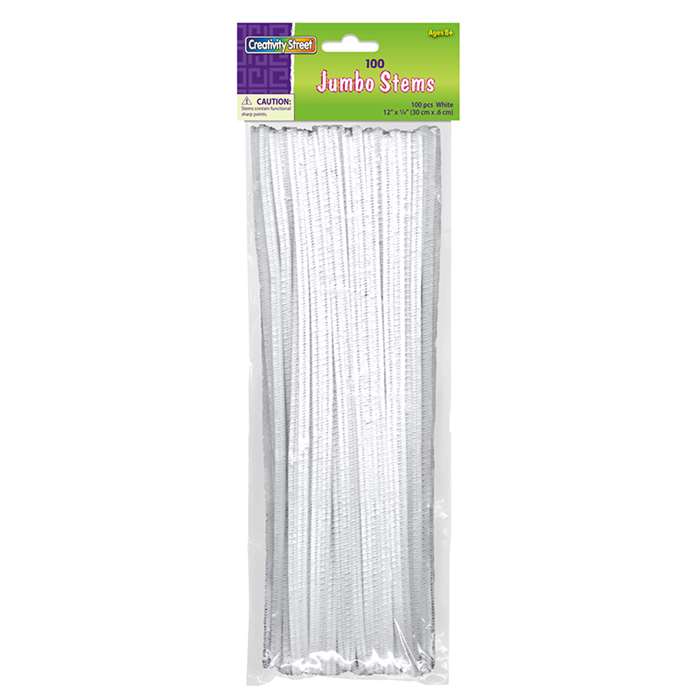 Jumbo Chenille Stems White 100 Pcs, PACAC711002