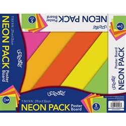 Neon Asst Poster Board 5 Colors 11X14, PACMMK04506