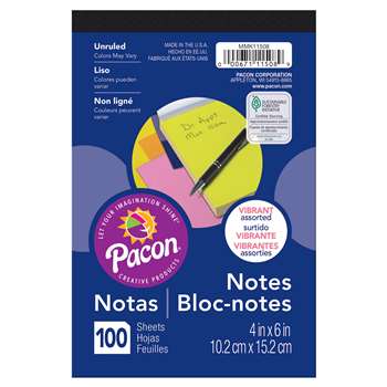 Neon 4X6 Note Pad 100Ct, PACMMK11508