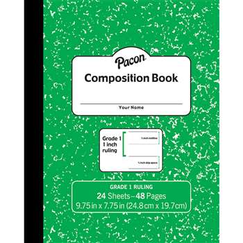 Marble Composition Book Gr 1 Green 1&quot; Ruled, PACMMK37137