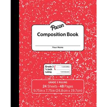 Marble Composition Book Gr 3 Red 3/8&quot; Ruled, PACMMK37139