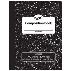 BLACK MARBLE COMP BOOK UNRULED - PACMMK37145
