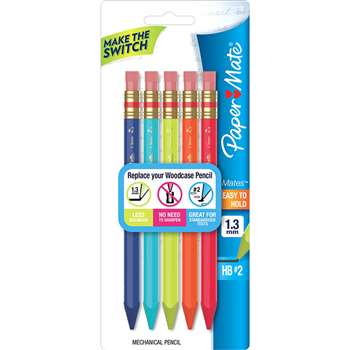 Paper Mate Mech Pencils 1.3Mm 5Ct Fashion Colors By Sanford Lp