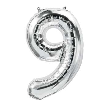 16&quot; Foil Balloon Silver Number 9, PBN59099