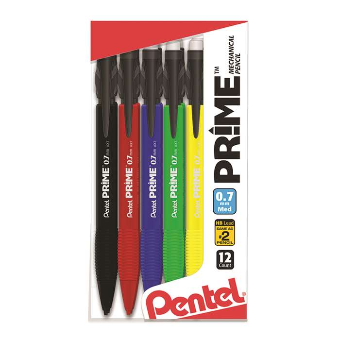 Prime Mechanical Pencil 07Mm 12Pk Asst Barrels Cle, PENAX7PC12M